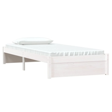 Cadru de pat single, alb, 90x190 cm, lemn masiv - Img 3