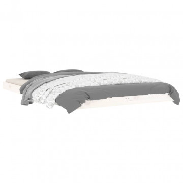Cadru de pat Small Double 4FT, alb, 120x190 cm, lemn masiv pin - Img 3