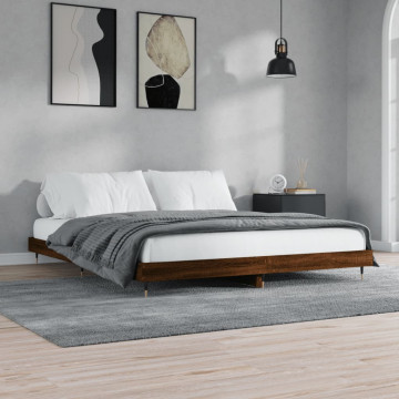 Cadru de pat, stejar maro, 120x200 cm, lemn prelucrat - Img 3