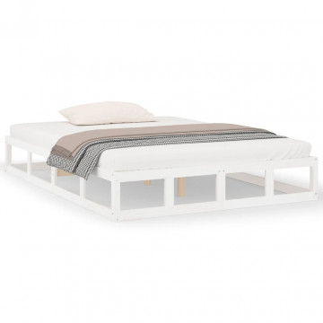 Cadru de pat Super King 6FT, alb, 180x200 cm, lemn masiv - Img 2