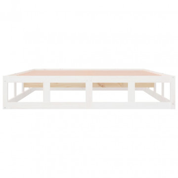 Cadru de pat Super King 6FT, alb, 180x200 cm, lemn masiv - Img 8