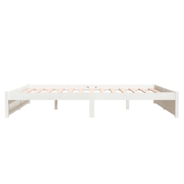 Cadru de pat Super King, alb, 180x200 cm, lemn masiv - Img 5