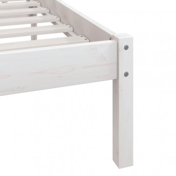 Cadru de pat UK Super King, alb, 180x200 cm, lemn masiv pin - Img 6