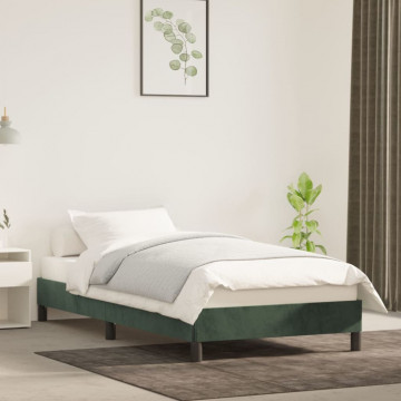 Cadru de pat, verde închis, 90x200 cm, catifea - Img 1