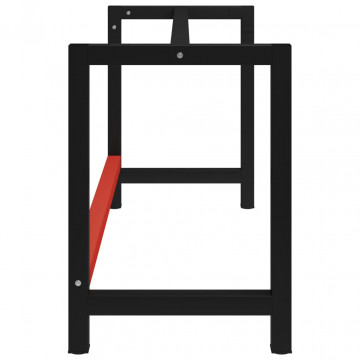 Cadru metalic banc de lucru, 150x57x79 cm, negru și roșu - Img 3