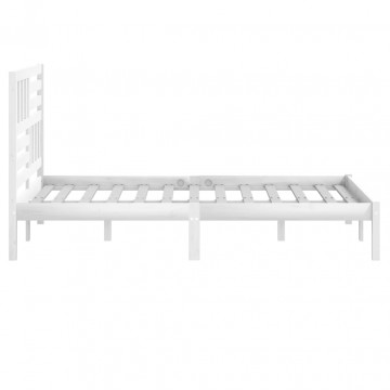 Cadru pat, alb, 140x200 cm,lemn masiv de pin - Img 8