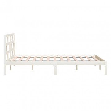 Cadru pat, alb, 140x200 cm, lemn masiv de pin - Img 8