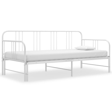 Cadru pat canapea extensibilă, alb, 90 x 200 cm, metal - Img 1