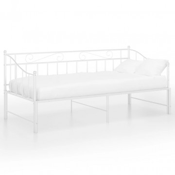 Cadru pat canapea extensibilă, alb, 90x200 cm, metal - Img 3