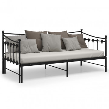Cadru pat canapea extensibilă, negru, 90x200 cm, metal - Img 4