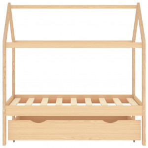 Cadru pat copii, cu un sertar, 70x140 cm, lemn masiv de pin - Img 3