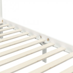 Cadru pat cu baldachin, alb, 90x200 cm, lemn masiv pin - Img 5