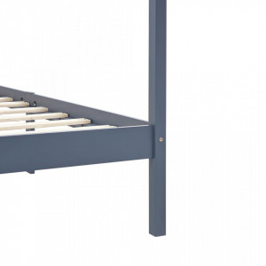 Cadru pat cu baldachin, gri, 90x200 cm, lemn masiv de pin - Img 5