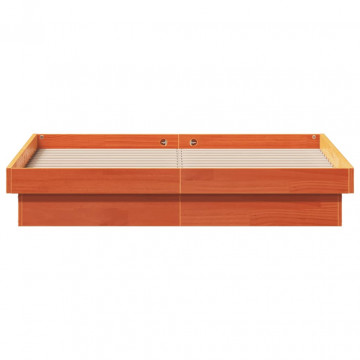 Cadru pat cu LED, maro ceruit, 140x200 cm, lemn masiv de pin - Img 6