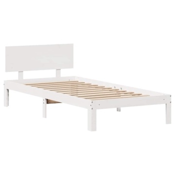 Cadru Pat cu Sertare Alb 100x200 cm Lemn Masiv Pin - Img 6