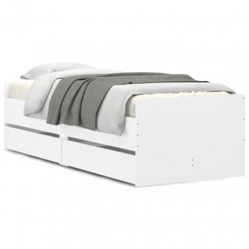 Cadru pat cu sertare, alb, 75x190 cm, mic single - Img 2