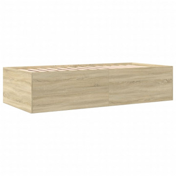 Cadru pat cu sertare, stejar sonoma, 100x200 cm, lemn prelucrat - Img 5