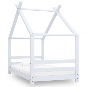 Cadru pat de copii, alb, 80 x 160 cm, lemn masiv de pin - Img 1