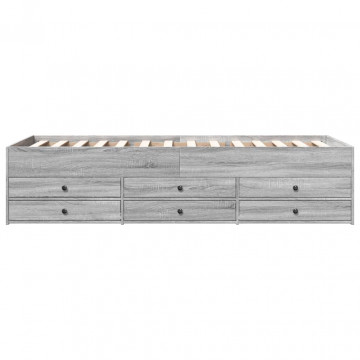 Cadru pat de zi cu sertare gri sonoma 90x200 cm lemn prelucrat - Img 4