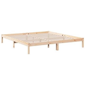 Cadru pat foarte lung fără saltea, 180x220 cm, lemn masiv pin - Img 5