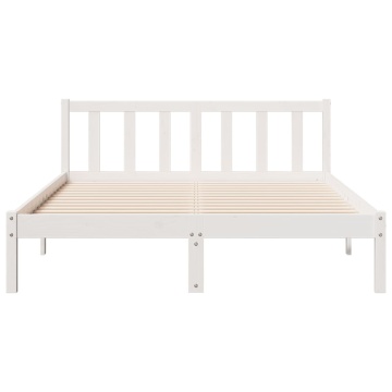 Cadru pat foarte lung fără saltea alb 140x210 cm lemn masiv pin - Img 4
