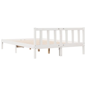 Cadru pat foarte lung fără saltea alb 160x220 cm lemn masiv pin - Img 5