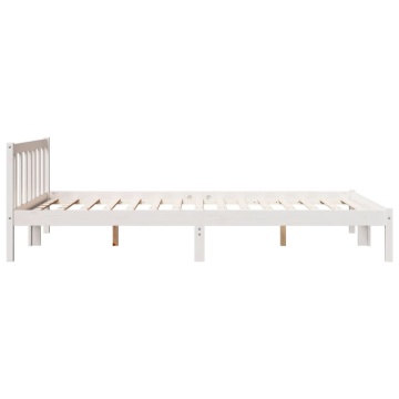Cadru pat foarte lung fără saltea alb 160x220 cm lemn masiv pin - Img 8