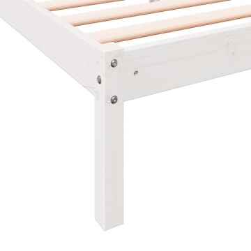 Cadru pat foarte lung fără saltea alb 160x220 cm lemn masiv pin - Img 6