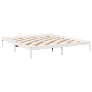 Cadru pat foarte lung fără saltea alb 200x220 cm lemn masiv pin - Img 5