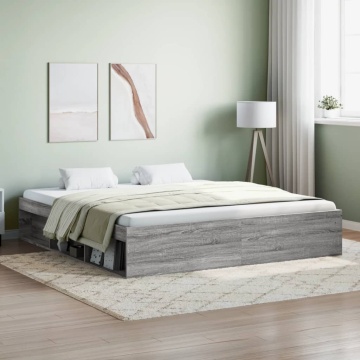 Cadru pat, gri sonoma, 180x200 cm, Super King Size - Img 1