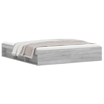 Cadru pat, gri sonoma, 180x200 cm, Super King Size - Img 2