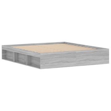 Cadru pat, gri sonoma, 180x200 cm, Super King Size - Img 8