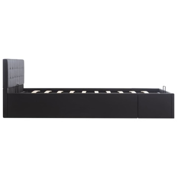 Cadru pat hidraulic, depozitare, negru 140 x 200 cm, piele eco - Img 4