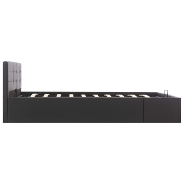 Cadru pat hidraulic, depozitare, negru 160 x 200 cm, piele eco - Img 4