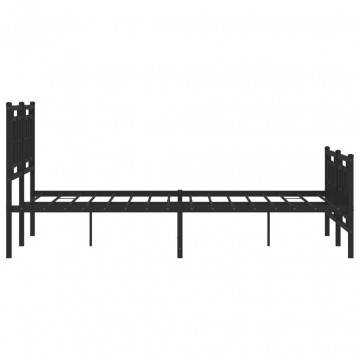 Cadru pat metalic cu tăblie de cap/picioare, negru, 140x200 cm - Img 5