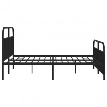Cadru pat metalic cu tăblii de cap/picioare, negru, 200x200 cm - Img 6