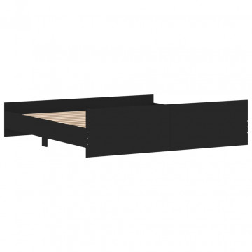 Cadru pat metalic cu tăblii de cap/picioare, negru, 200x200 cm - Img 5