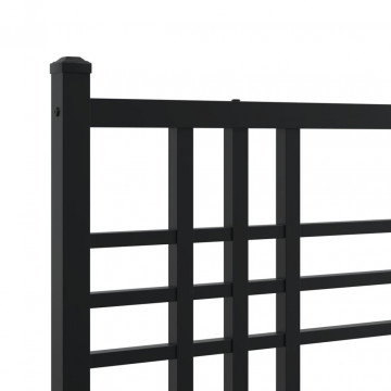 Cadru pat metalic cu tăblii de cap/picioare, negru, 75x190 cm - Img 6