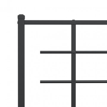 Cadru pat metalic cu tăblii de cap/picioare, negru, 90x200 cm - Img 7