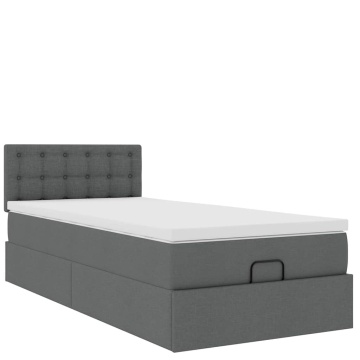 Cadru pat otoman cu saltea țesătură gri închis 100x200 cm - Img 6