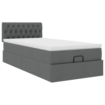Cadru pat otoman cu saltea țesătură gri închis 100x200 cm - Img 5