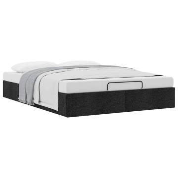 Cadru pat otoman fără saltea Negru 140x190 cm țesătură - Img 3