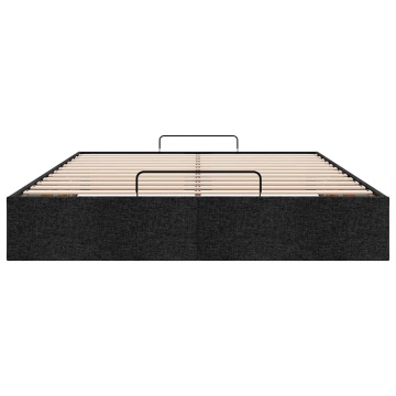 Cadru pat otoman fără saltea Negru 140x190 cm țesătură - Img 8