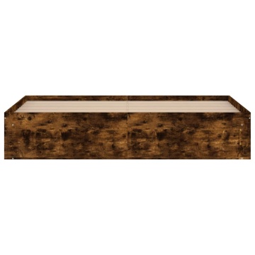 Cadru pat, stejar afumat, 180x200 cm, Super King Size - Img 5