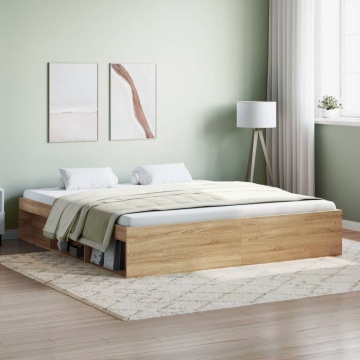 Cadru pat, stejar sonoma, 180x200 cm, Super King Size - Img 1