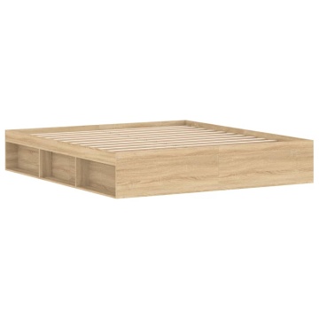 Cadru pat, stejar sonoma, 180x200 cm, Super King Size - Img 8