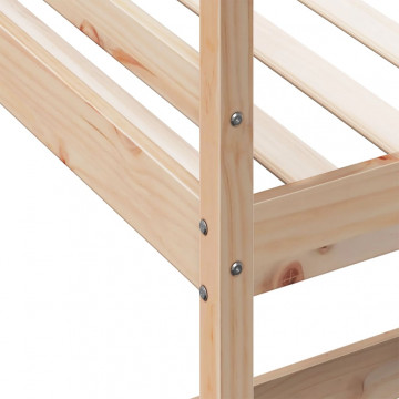 Cadru pat supraetajat cu birou, 100x200 cm, lemn masiv de pin - Img 7