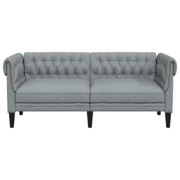 Canapea Chesterfield cu 2 locuri, gri deschis, material textil - Img 4