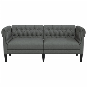 Canapea Chesterfield cu 2 locuri, gri închis, material textil - Img 4
