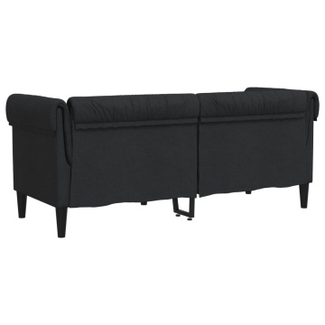 Canapea Chesterfield cu 2 locuri, negru, material textil - Img 5